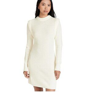 NWOT WAYF Lombard Mock Neck Sweater Dress In Ivory Size XL